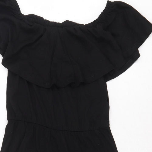 ASOS Womens Black 100% Cotton Fit & Flare Size 6 Off the Shoulder Pullover