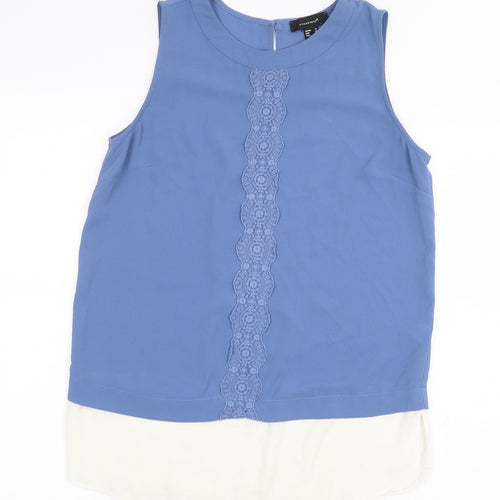 Atmosphere Womens Blue Polyester Basic Blouse Size 10 Round Neck