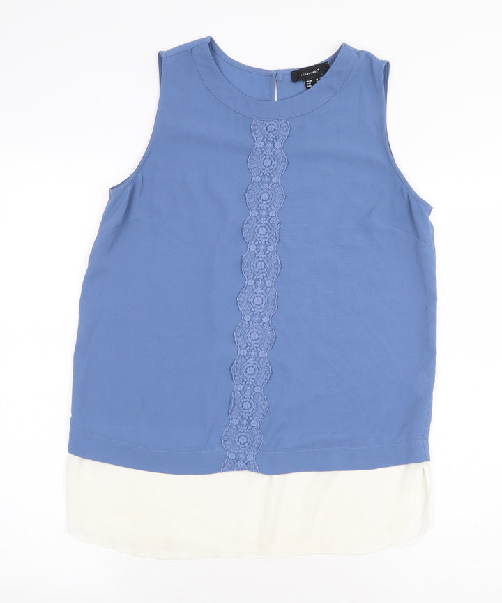 Atmosphere Womens Blue Polyester Basic Blouse Size 10 Round Neck