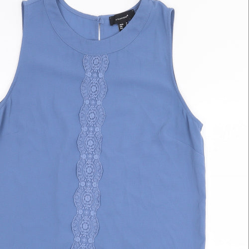 Atmosphere Womens Blue Polyester Basic Blouse Size 10 Round Neck