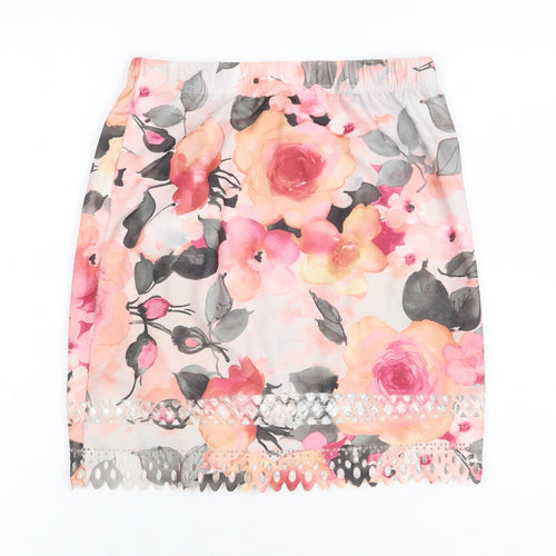 Preworn Womens Multicoloured Floral Polyester Mini Skirt Size M