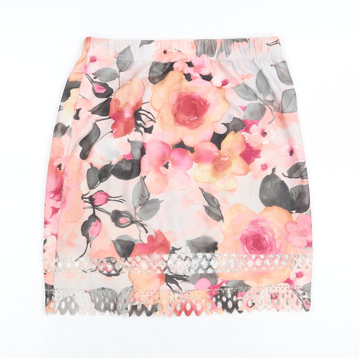 Preworn Womens Multicoloured Floral Polyester Mini Skirt Size M