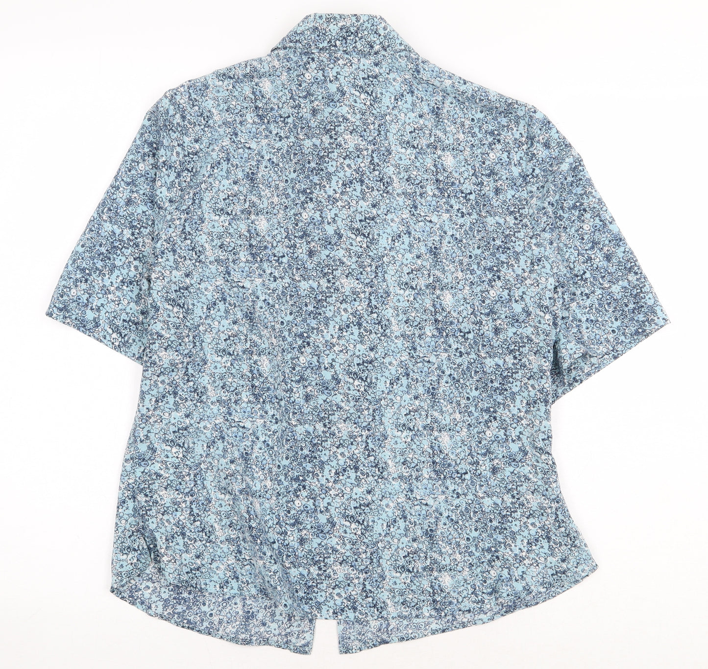 Honor Millburn Womens Blue Geometric Polyester Basic Button-Up Size 10 Collared