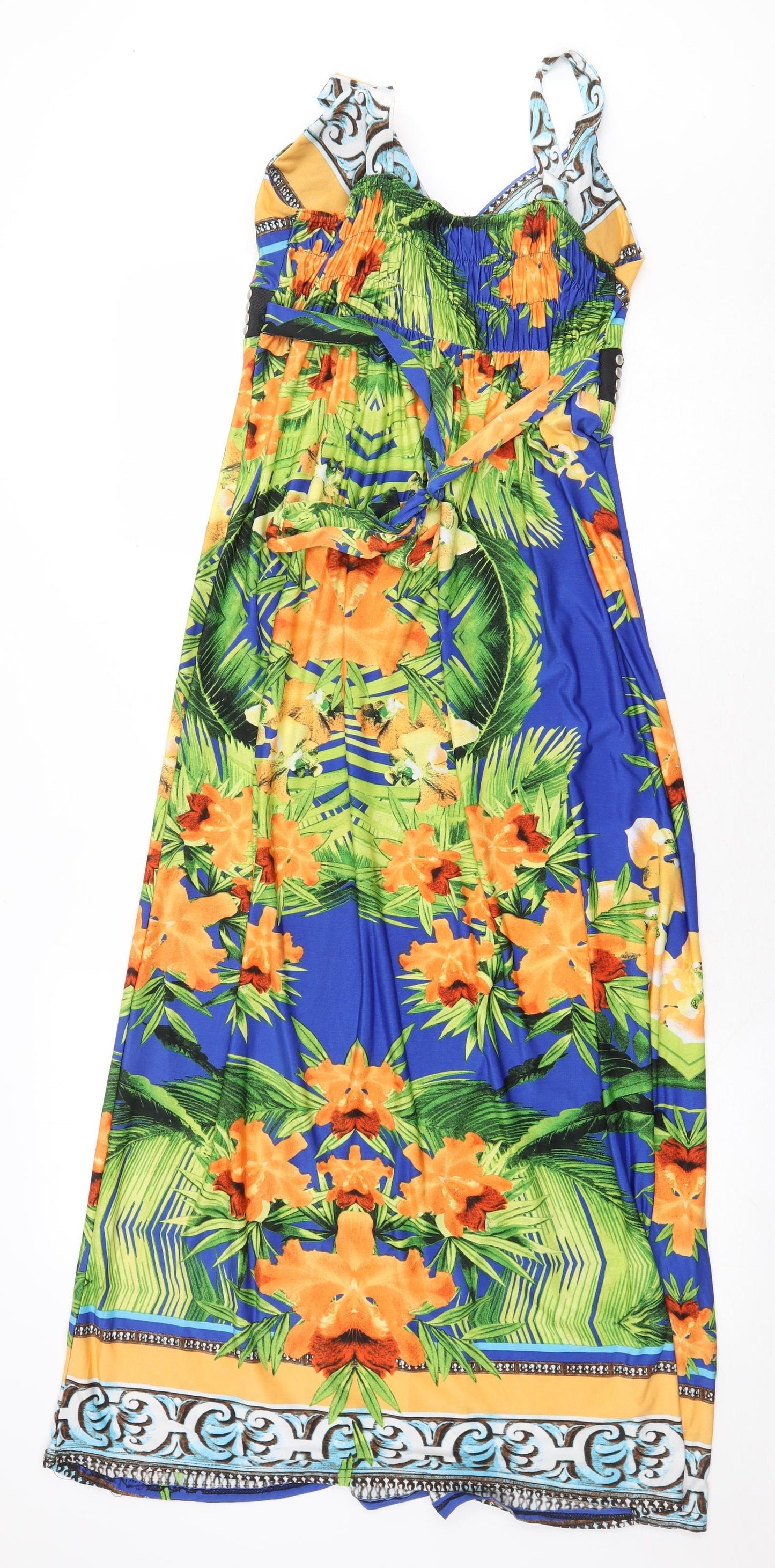 Esperance Paris Womens Multicoloured Floral Polyester A-Line Size L V-Neck Tie
