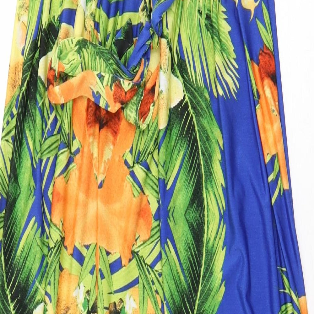 Esperance Paris Womens Multicoloured Floral Polyester A-Line Size L V-Neck Tie