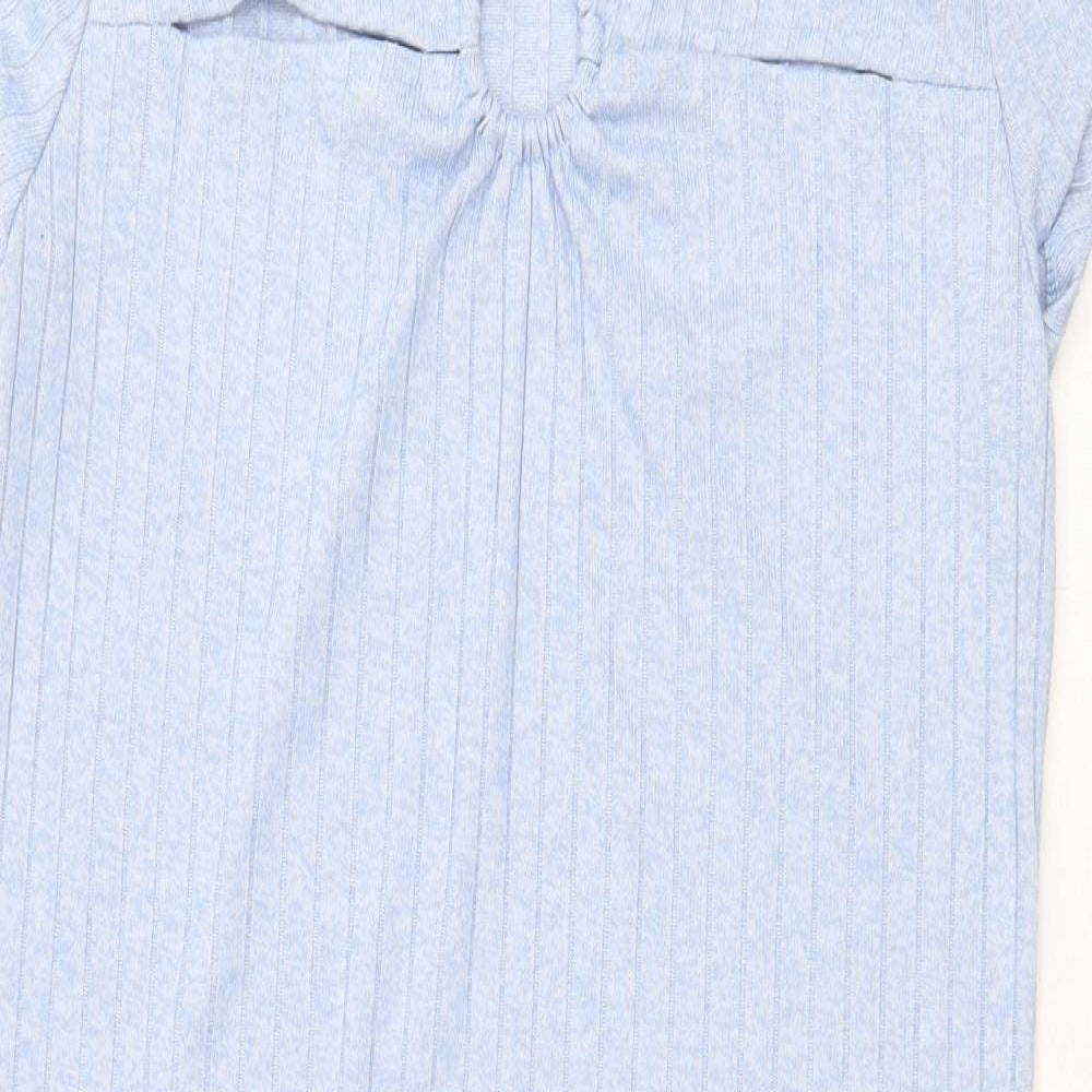 Primark Womens Blue Polyester T-Shirt Dress Size 14 V-Neck Pullover - Ribbed