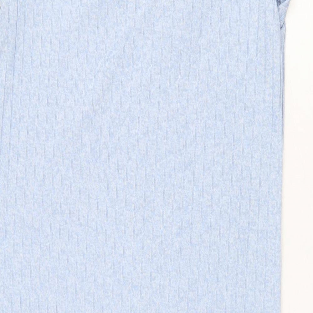 Primark Womens Blue Polyester T-Shirt Dress Size 14 V-Neck Pullover - Ribbed