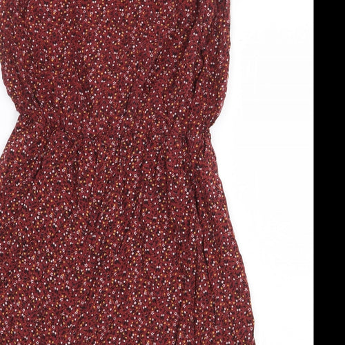 New Look Maternity Womens Red Floral Viscose Playsuit One-Piece Size 12 Pullover - Lace Trim