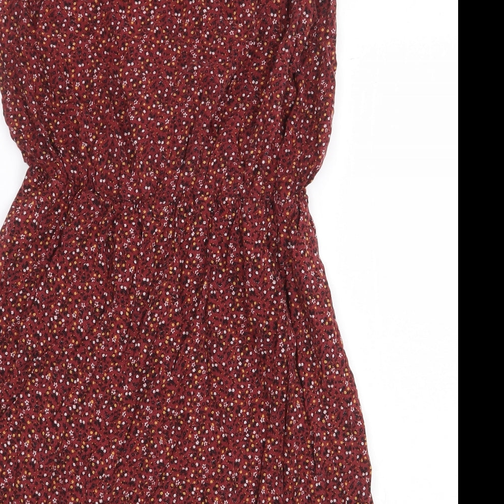 New Look Maternity Womens Red Floral Viscose Playsuit One-Piece Size 12 Pullover - Lace Trim