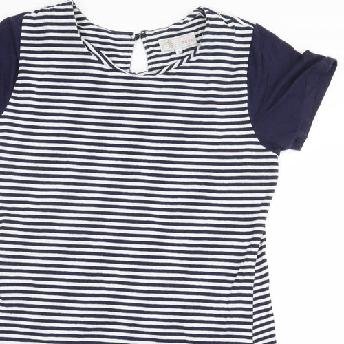 Cameo Rose Womens White Striped Cotton T-Shirt Dress Size M Round Neck Button