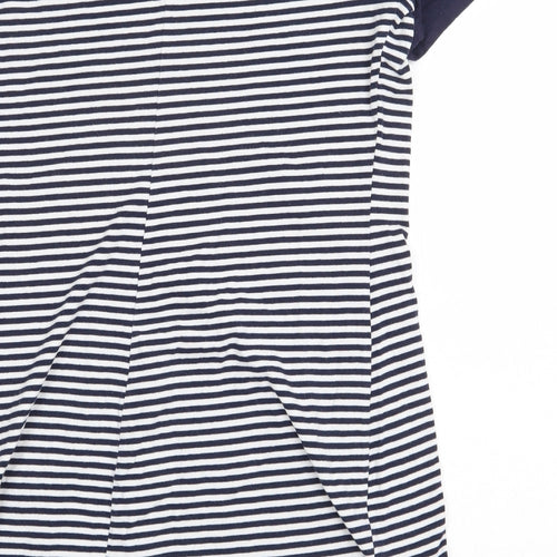 Cameo Rose Womens White Striped Cotton T-Shirt Dress Size M Round Neck Button