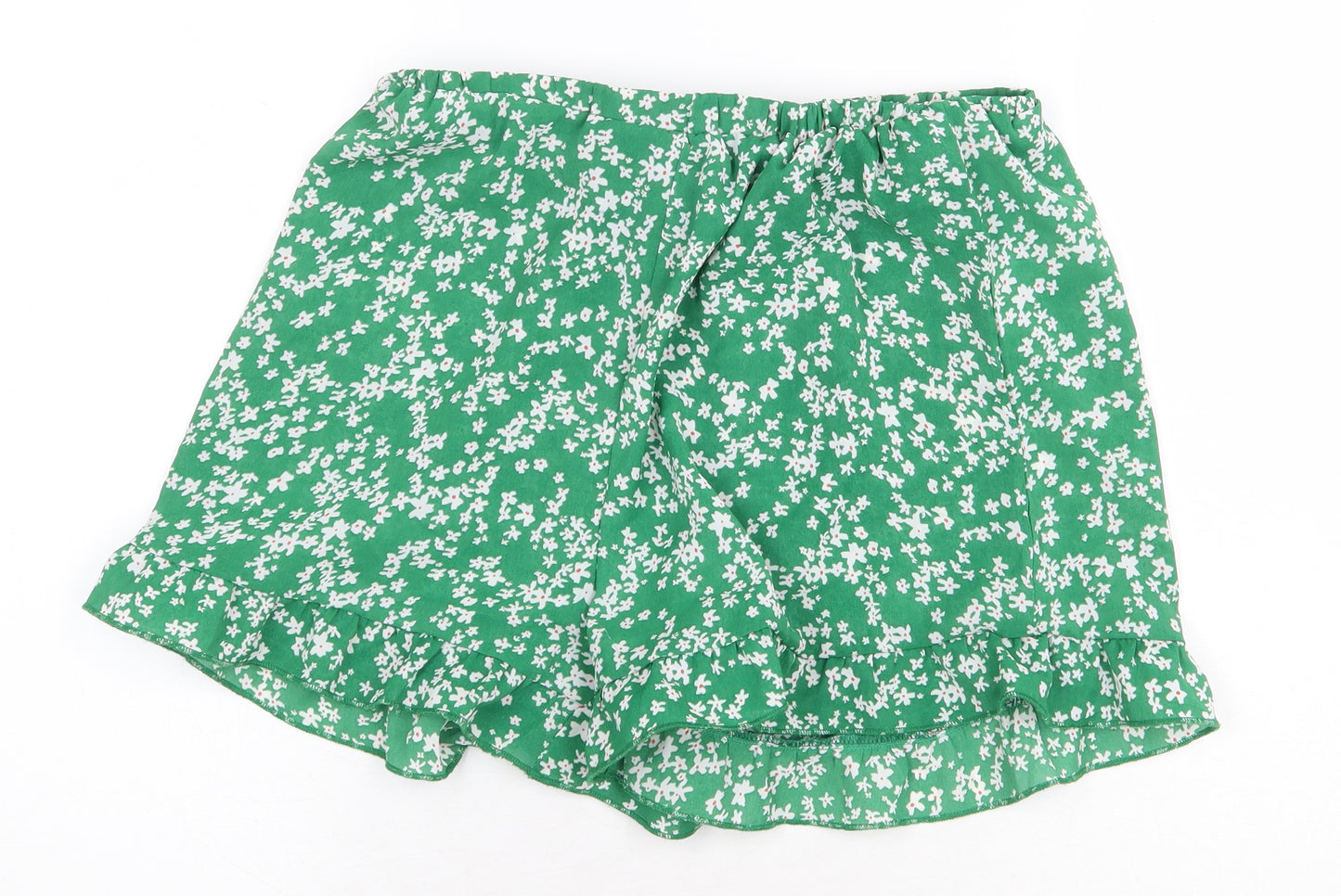 SheIn Womens Green Floral Polyester Bermuda Shorts Size M L3 in Regular Pull On
