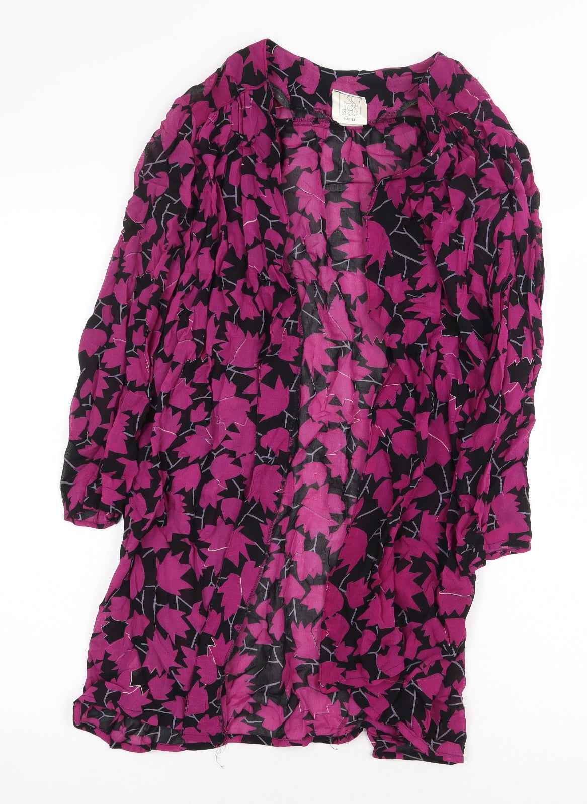 Topshop Womens Purple Floral Acetate Basic Blouse Size 12 V-Neck