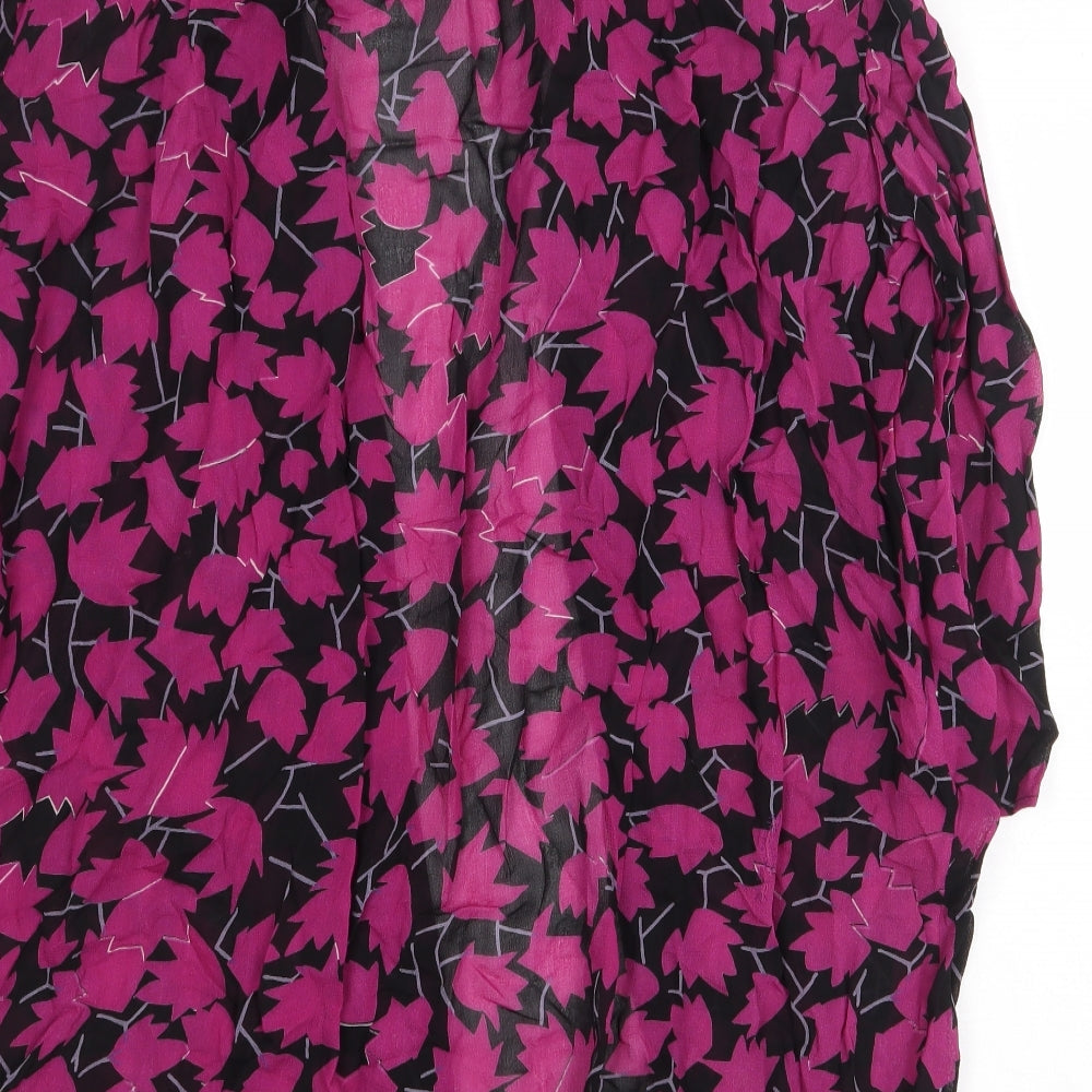 Topshop Womens Purple Floral Acetate Basic Blouse Size 12 V-Neck