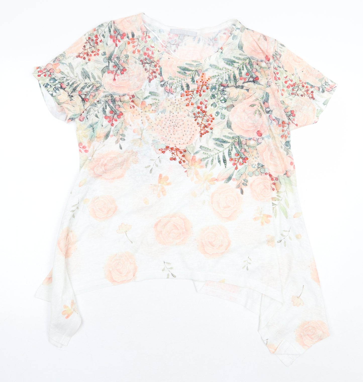 Pebble Bay Womens Multicoloured Floral Polyester Basic Blouse Size M Round Neck - Size M/L