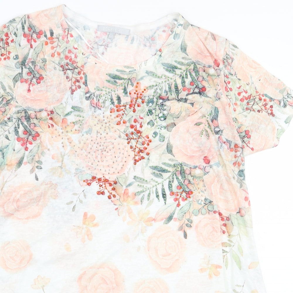 Pebble Bay Womens Multicoloured Floral Polyester Basic Blouse Size M Round Neck - Size M/L