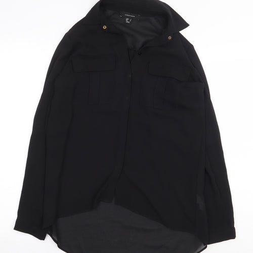 Atmosphere Womens Black Polyester Basic Blouse Size 8 Collared