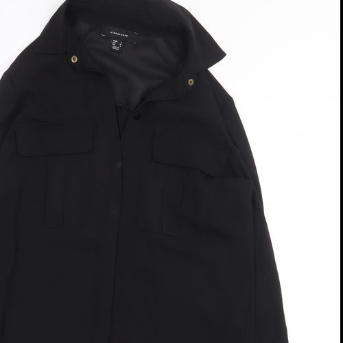 Atmosphere Womens Black Polyester Basic Blouse Size 8 Collared