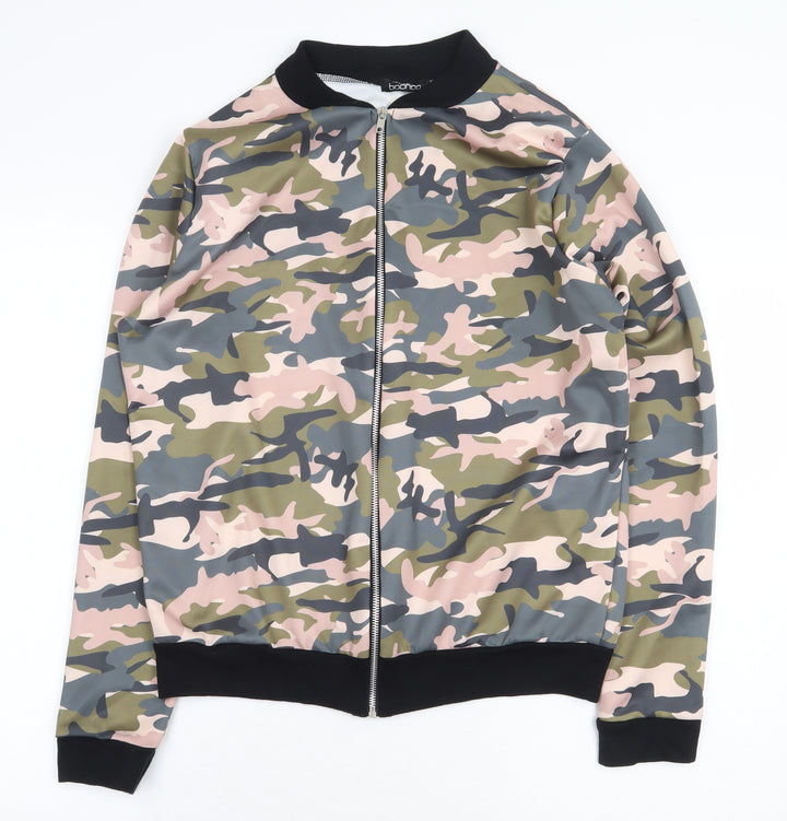 Boohoo Womens Multicoloured Camouflage Jacket Size 12 Zip