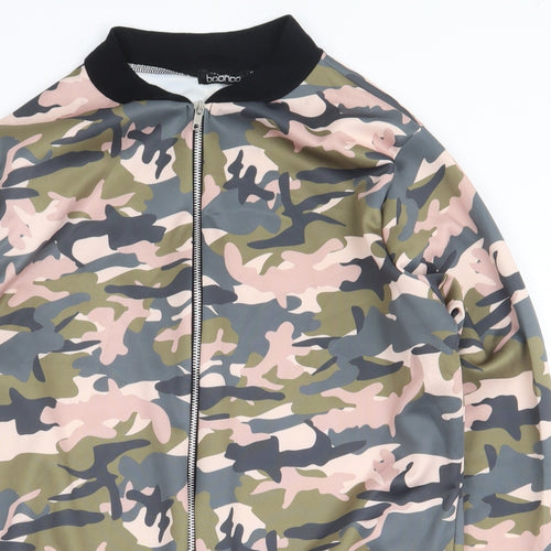 Boohoo Womens Multicoloured Camouflage Jacket Size 12 Zip