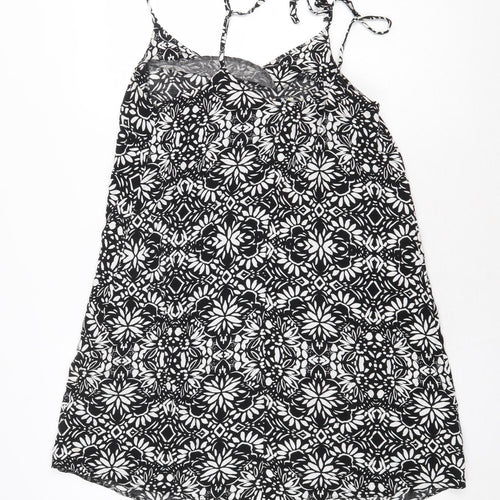 Papaya Womens Black Floral Viscose Tunic Tank Size 10 Scoop Neck - Racerback