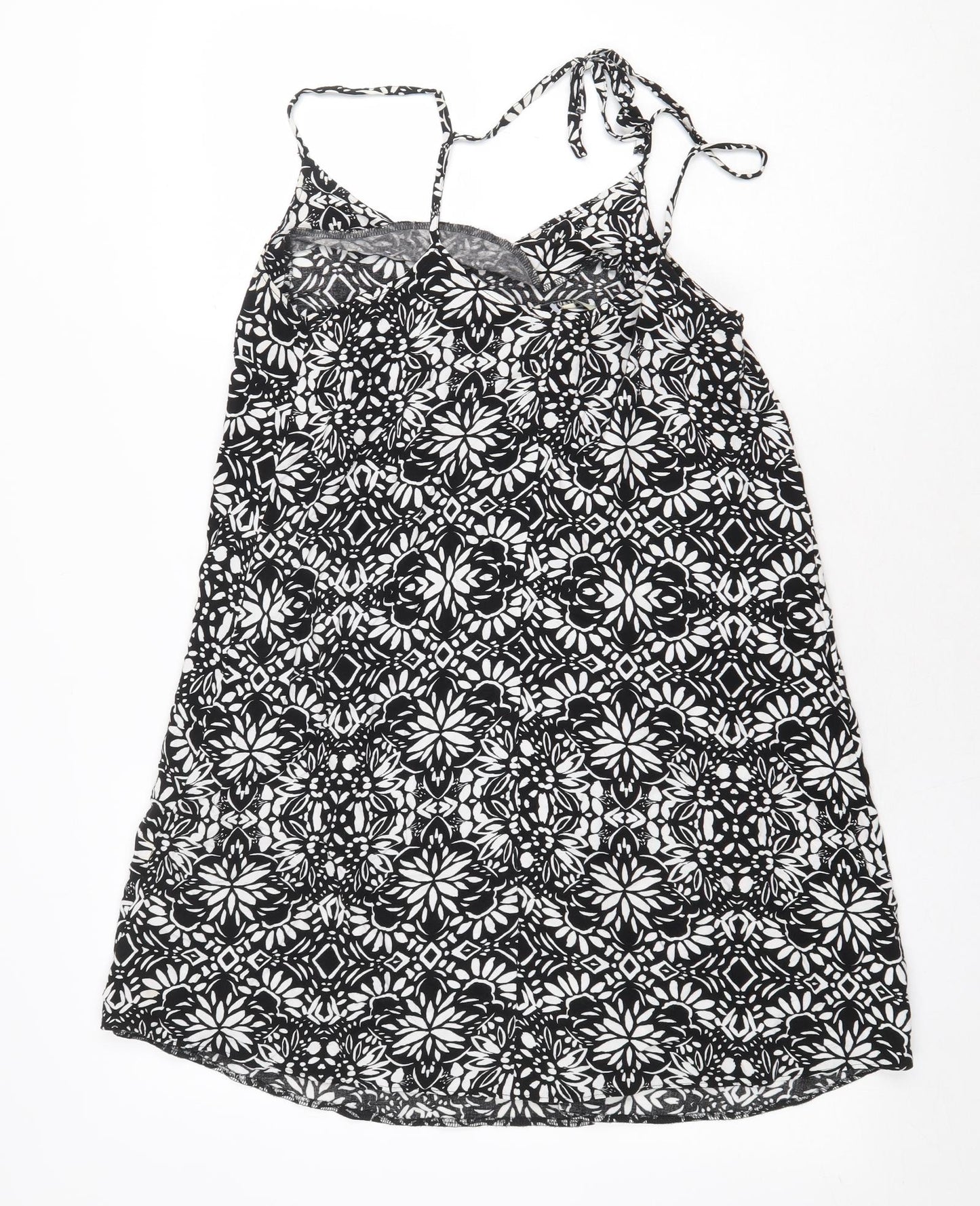 Papaya Womens Black Floral Viscose Tunic Tank Size 10 Scoop Neck - Racerback