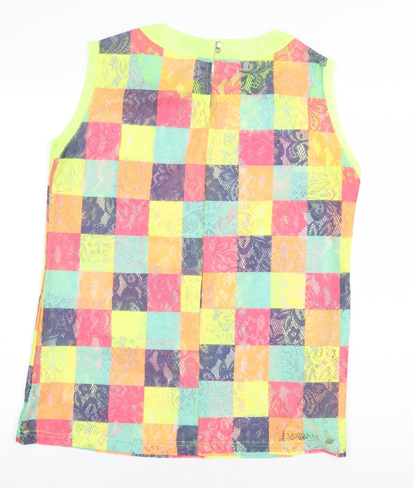 Daite GG Womens Multicoloured Geometric Viscose Basic Tank Size M Round Neck