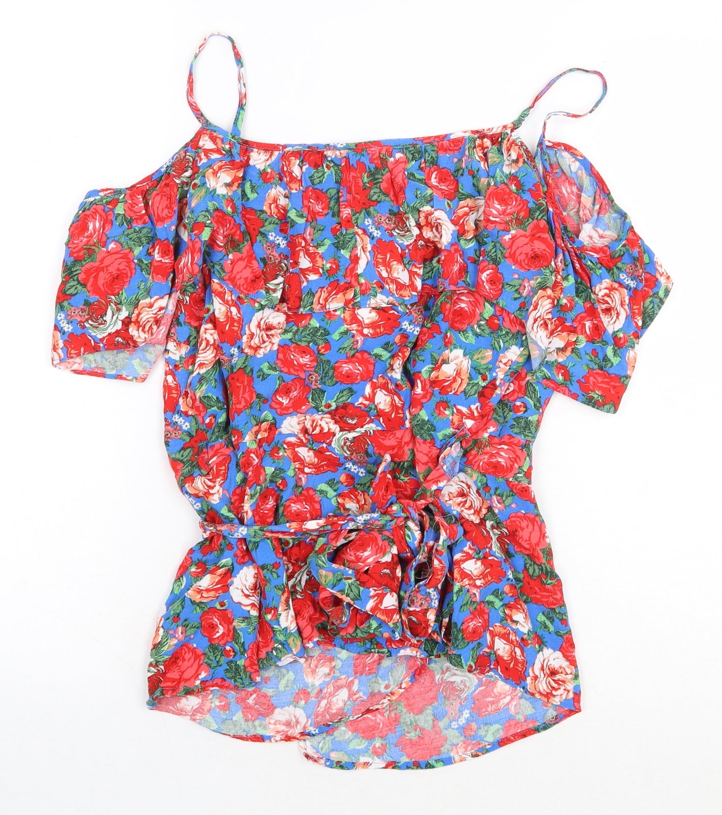 Topshop Womens Multicoloured Floral Viscose Basic Blouse Size 8 V-Neck
