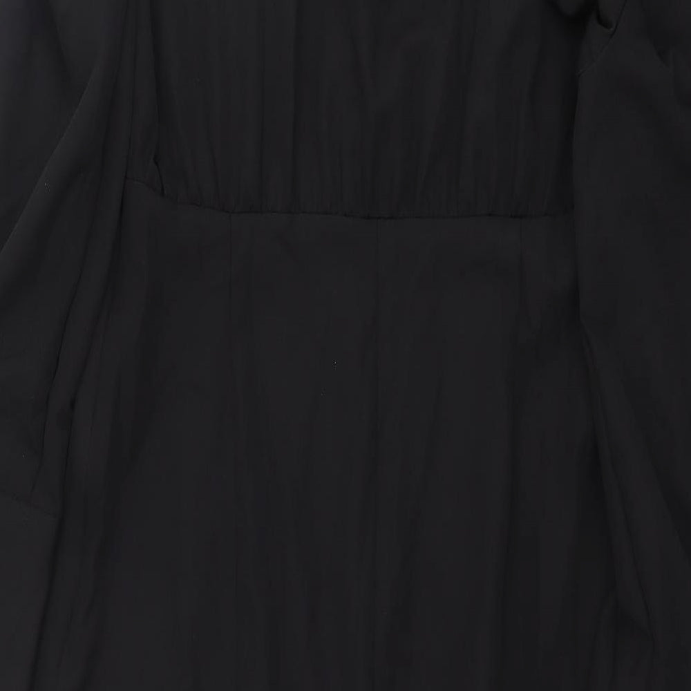 Zara Womens Black Polyester Shirt Dress Size XL Collared Button