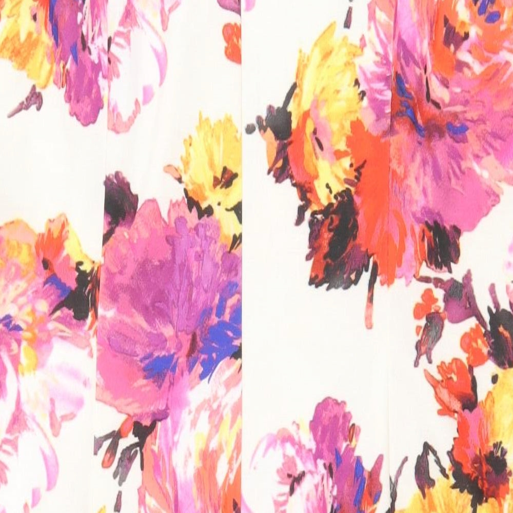 Soon Womens White Floral Polyester A-Line Size 18 Round Neck Zip