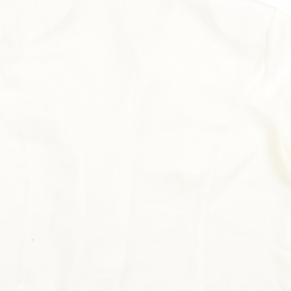 Eastex Womens White Floral Polyester Basic Button-Up Size 14 Collared
