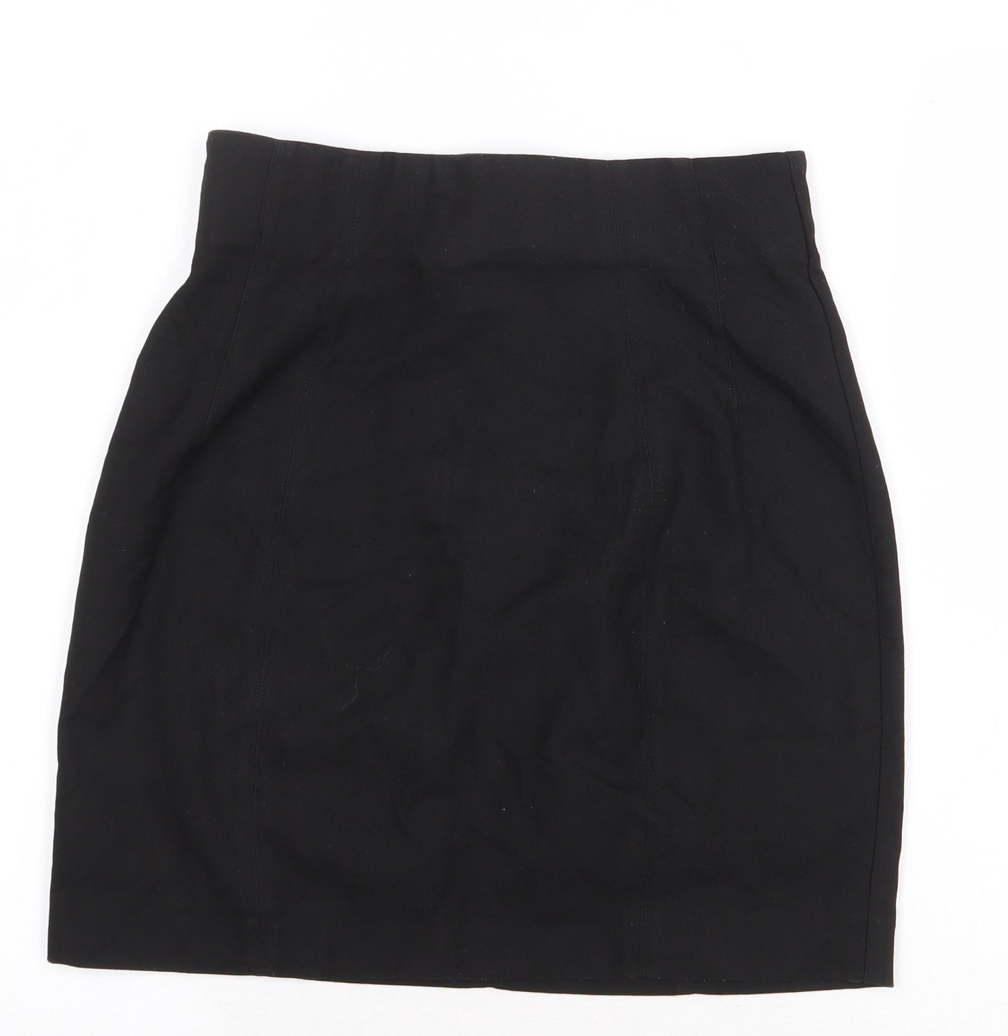 RESERVED Womens Black Polyester Mini Skirt Size 6 Zip