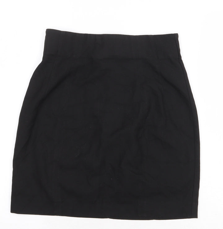 RESERVED Womens Black Polyester Mini Skirt Size 6 Zip