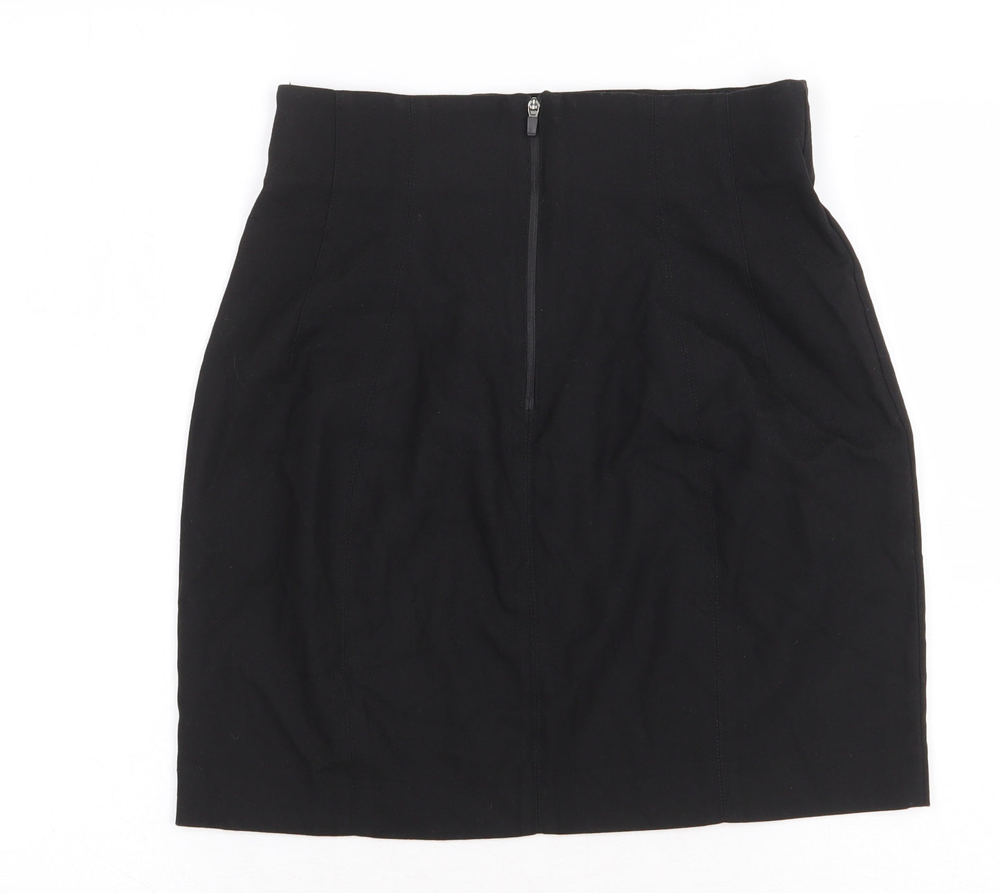 RESERVED Womens Black Polyester Mini Skirt Size 6 Zip
