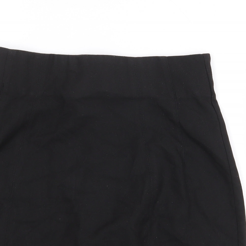 RESERVED Womens Black Polyester Mini Skirt Size 6 Zip