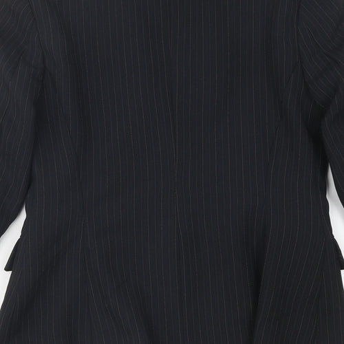Bay Womens Black Striped Polyester Jacket Blazer Size 8