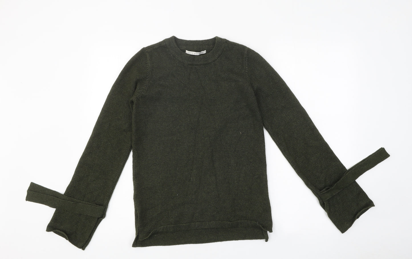 LOVE KNITWEAR Womens Green Crew Neck Viscose Pullover Jumper Size 8