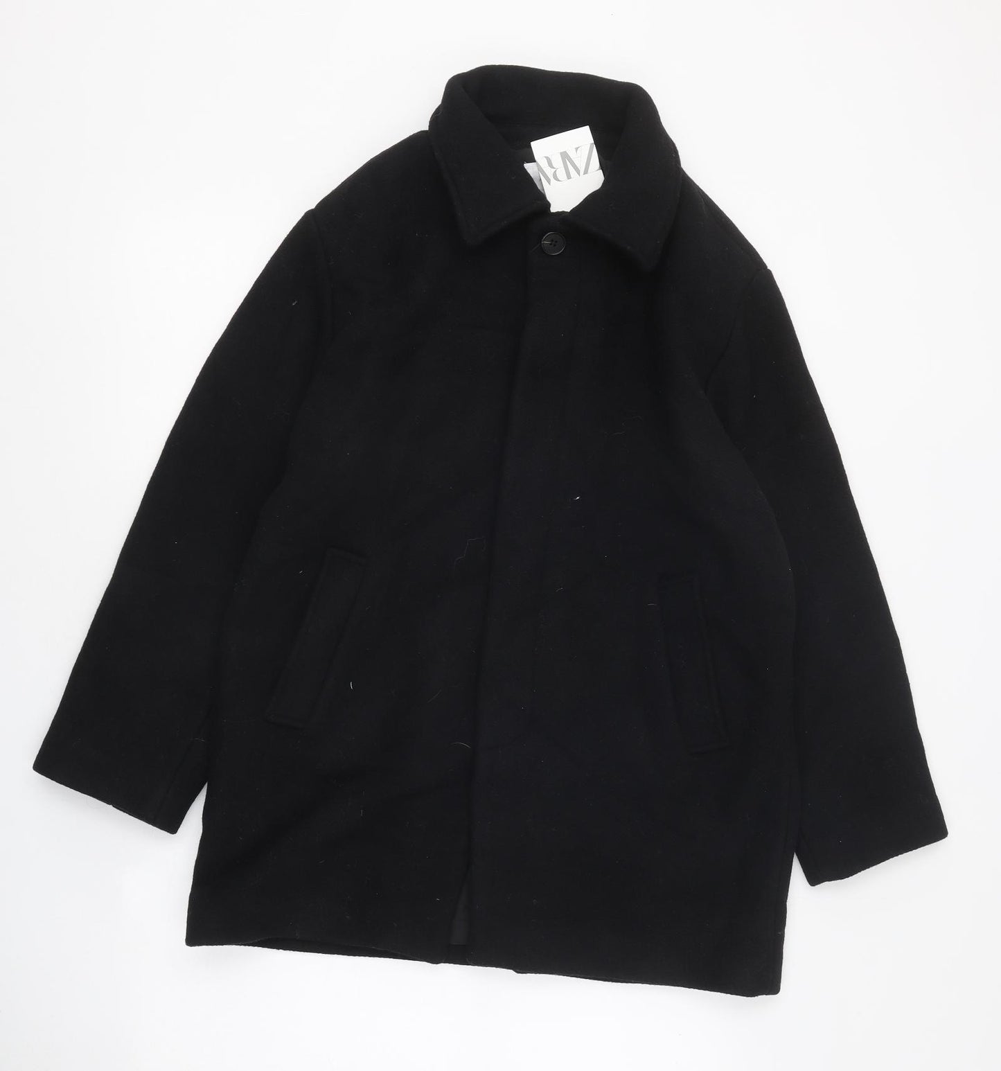 Zara Girls Black Pea Coat Jacket Size 13-14 Years Button