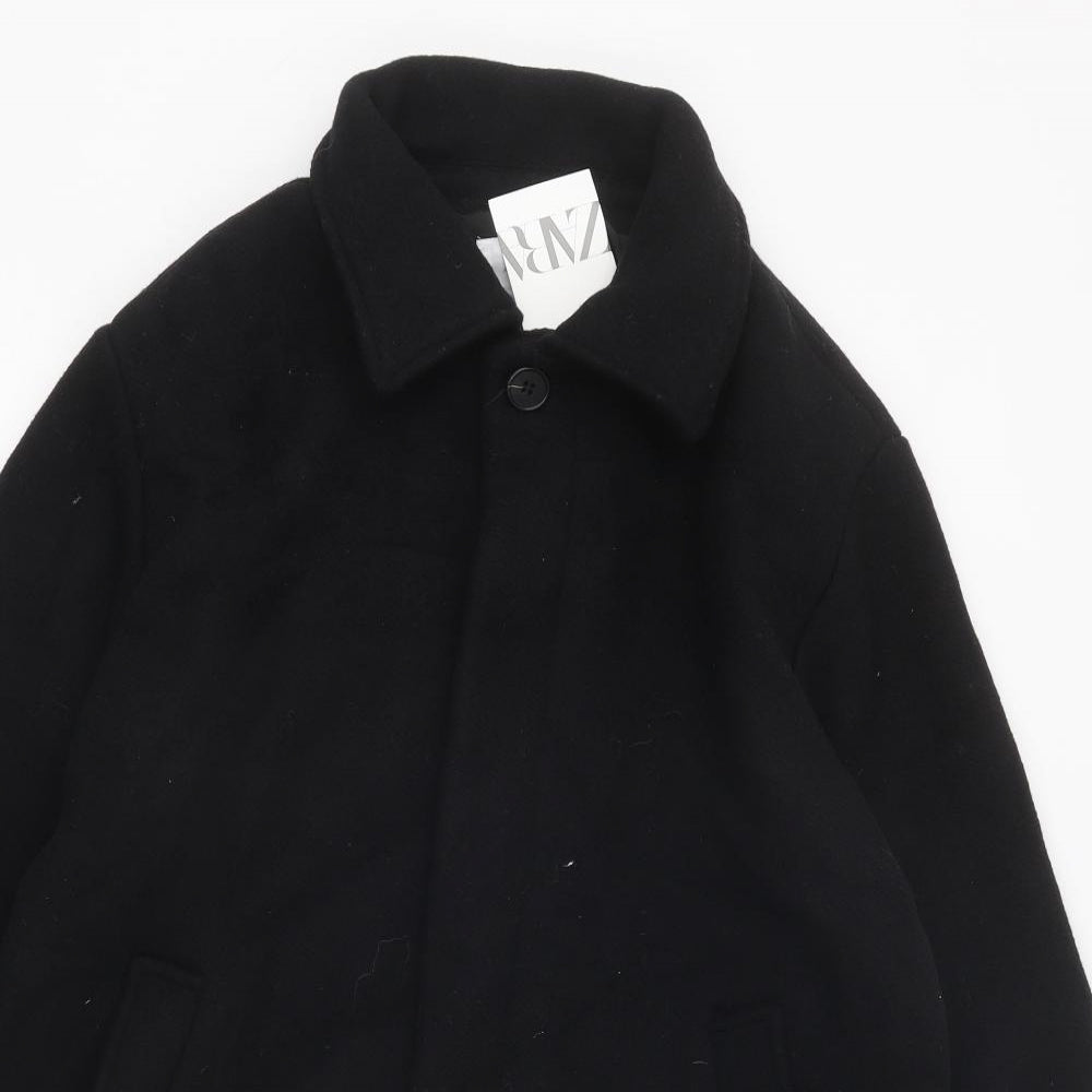 Zara Girls Black Pea Coat Jacket Size 13-14 Years Button
