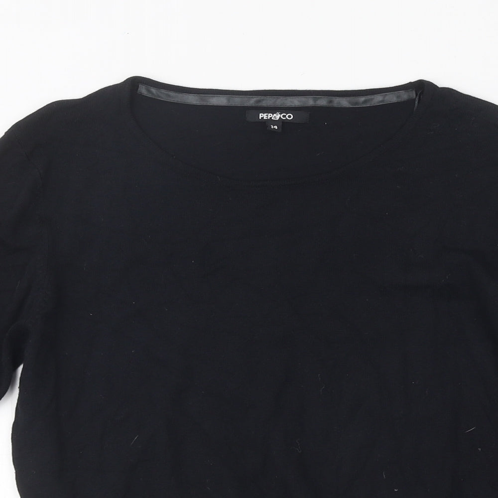 PEP&CO Womens Beige Viscose Basic T-Shirt Size 14 Scoop Neck