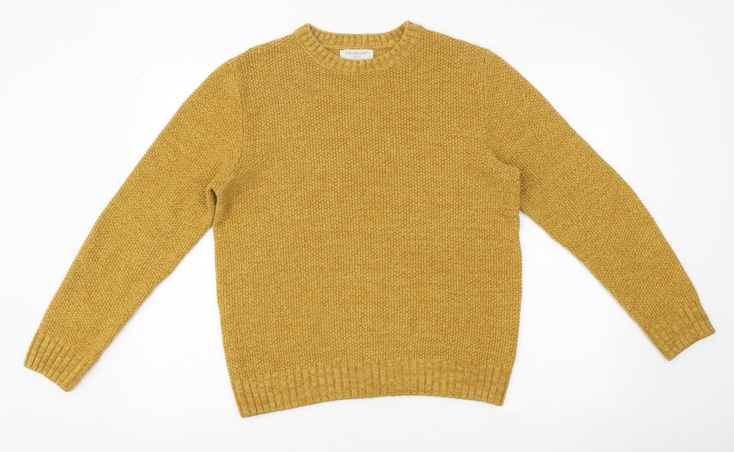 Primark Womens Yellow Crew Neck Acrylic Pullover Jumper Size S