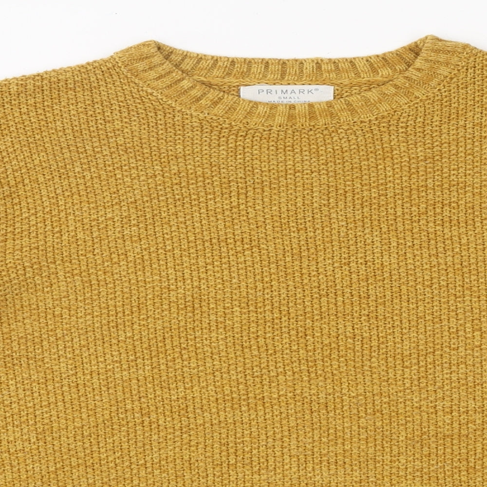 Primark Womens Yellow Crew Neck Acrylic Pullover Jumper Size S
