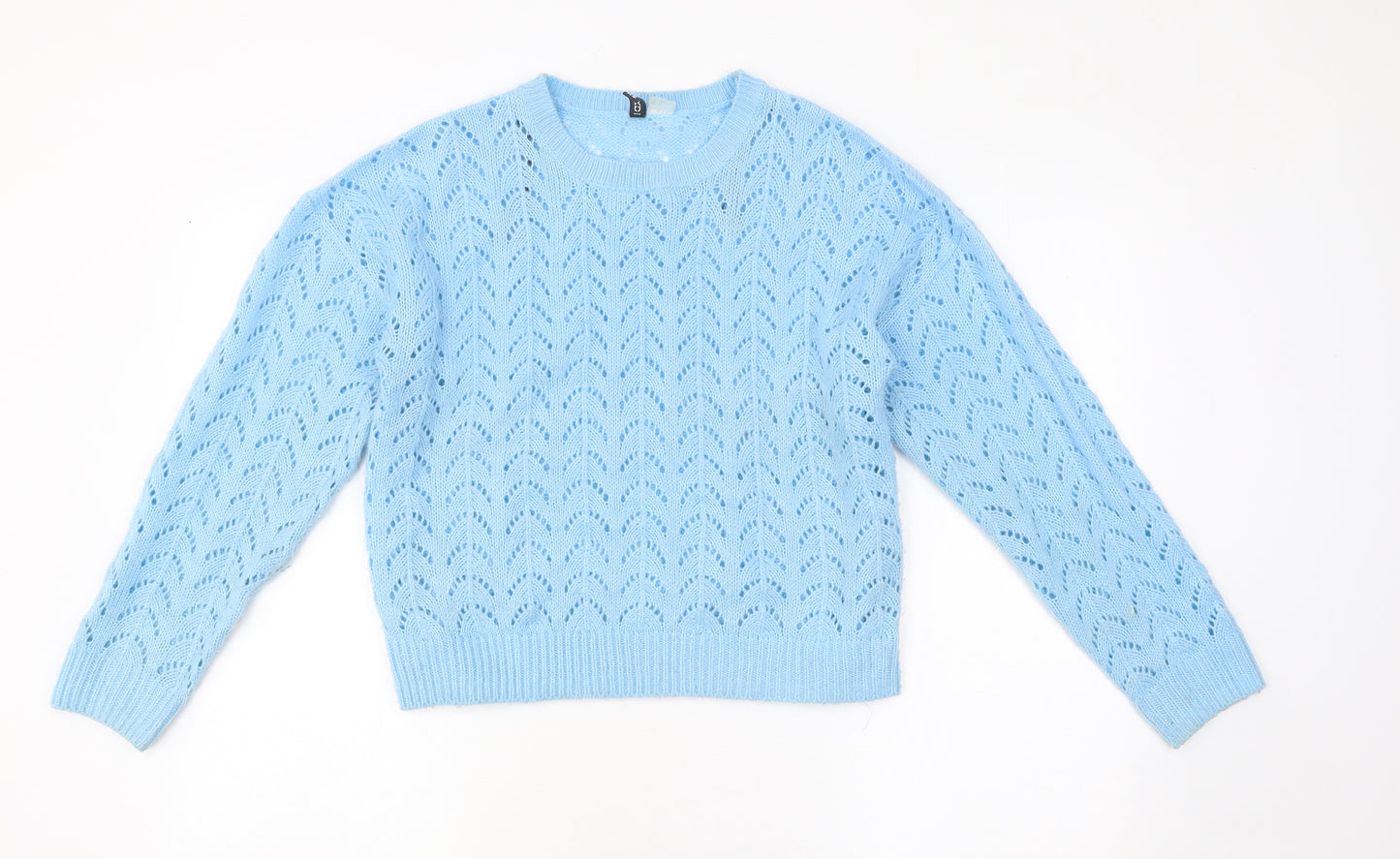 Devided Womens Blue Round Neck Acrylic Pullover Jumper Size XS