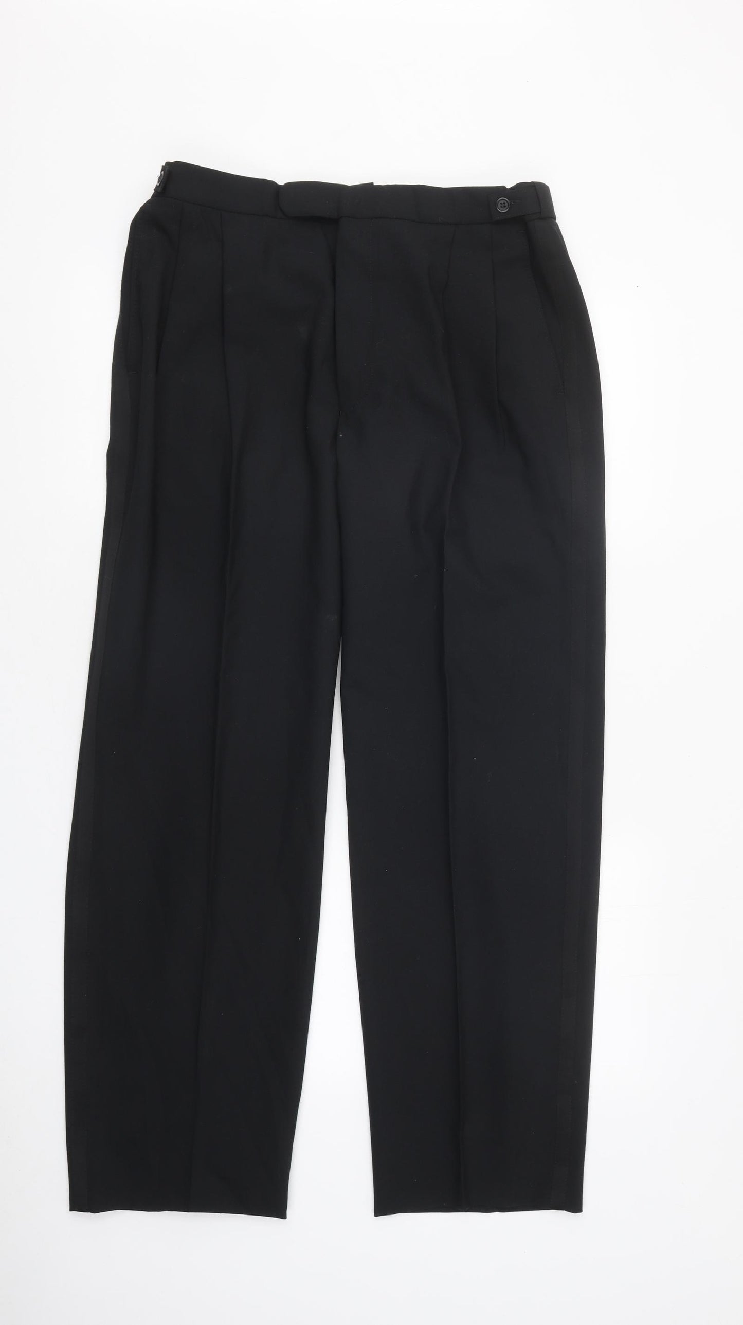 Marks and Spencer Womens Black Polyester Dress Pants Trousers Size 34 in L31 in Regular Zip