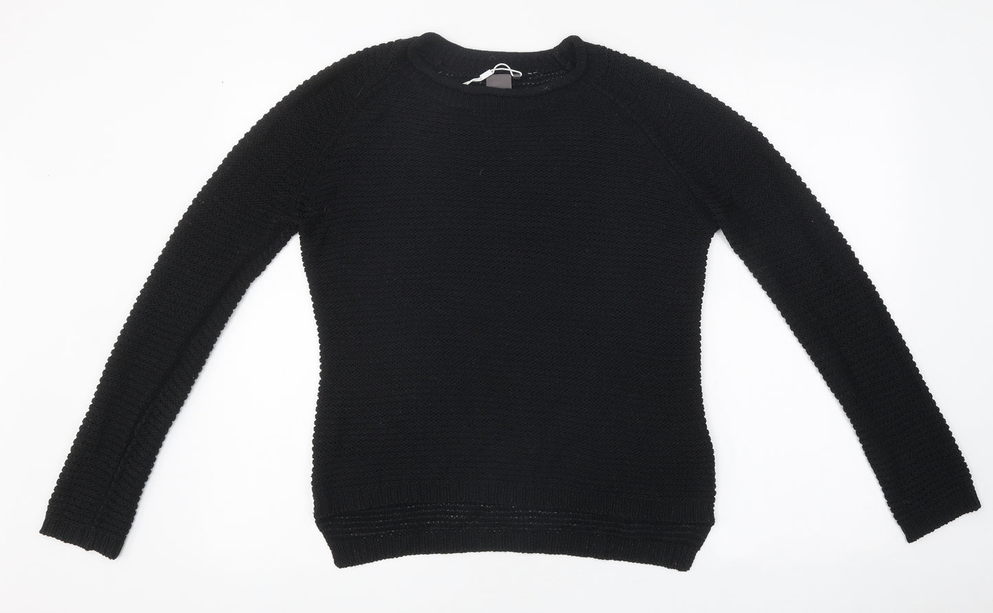 ICHI Womens Black Round Neck Acrylic Pullover Jumper Size XS