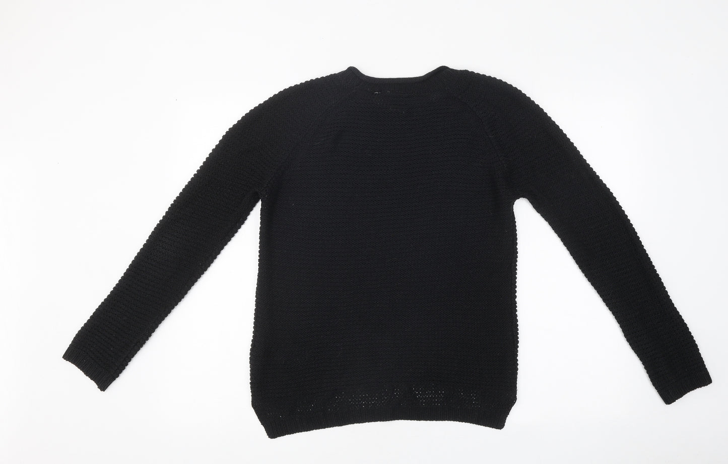 ICHI Womens Black Round Neck Acrylic Pullover Jumper Size XS