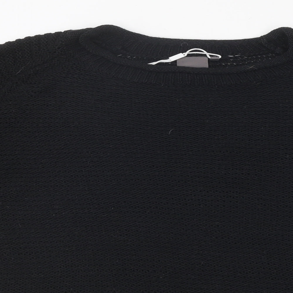 ICHI Womens Black Round Neck Acrylic Pullover Jumper Size XS