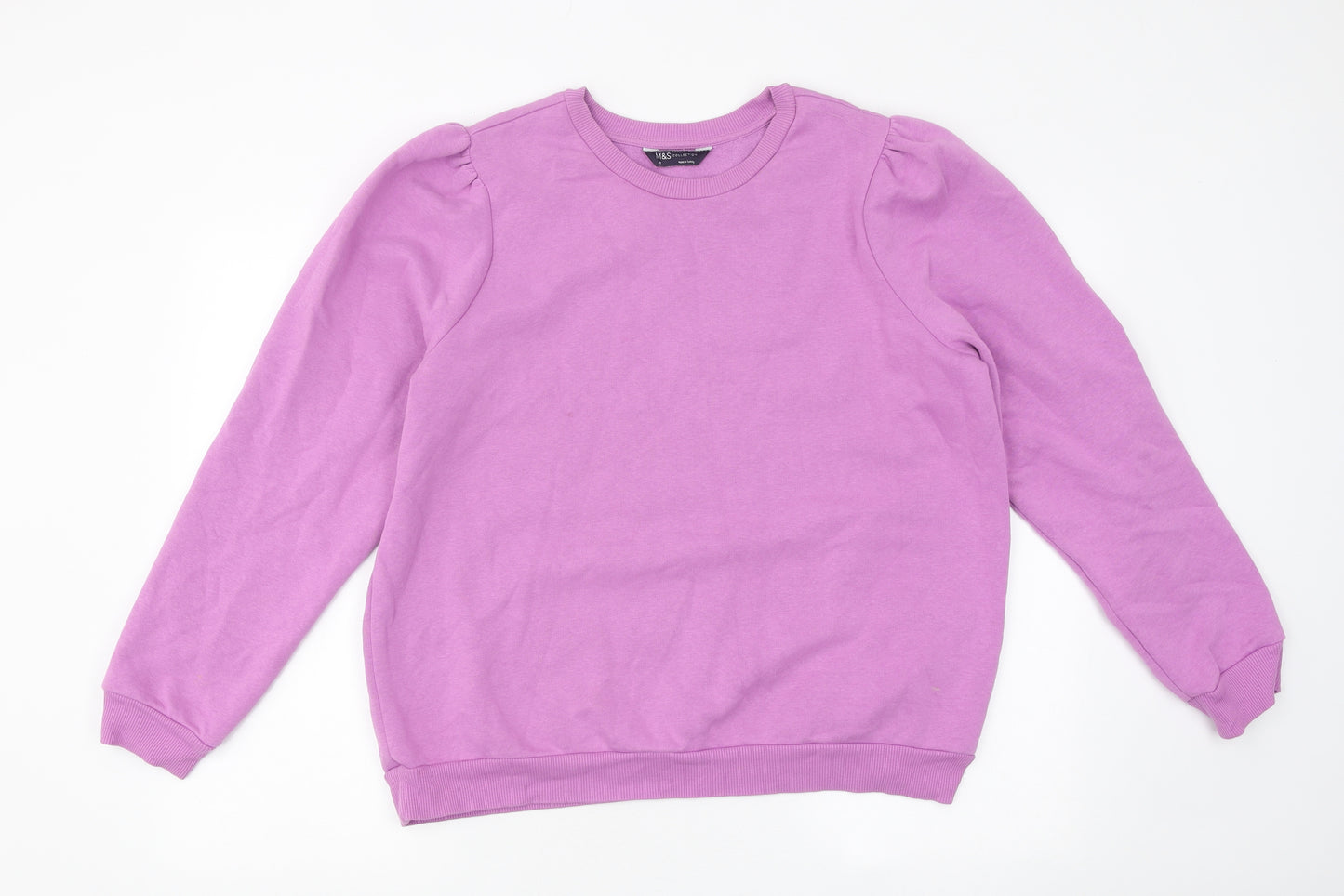 Marks and Spencer Womens Purple Round Neck Cotton Pullover Jumper Size 16