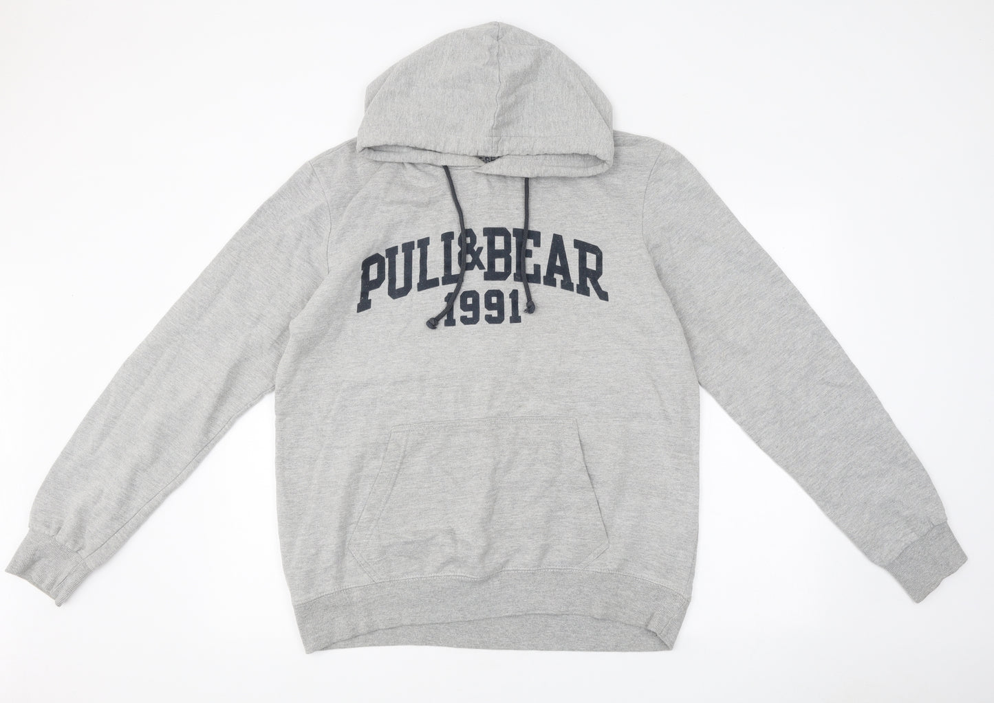 Pull&Bear Mens Grey Linen Pullover Hoodie Size XL - Pull&Bear 1991