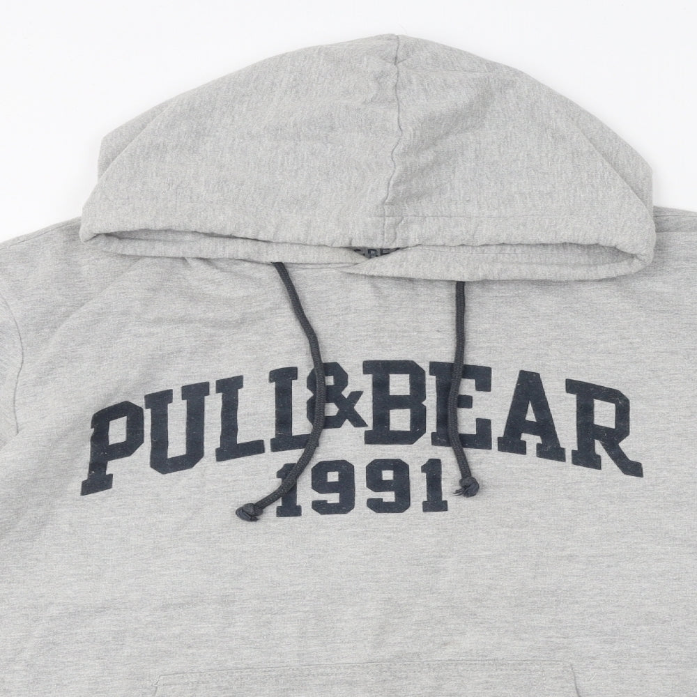 Pull&Bear Mens Grey Linen Pullover Hoodie Size XL - Pull&Bear 1991